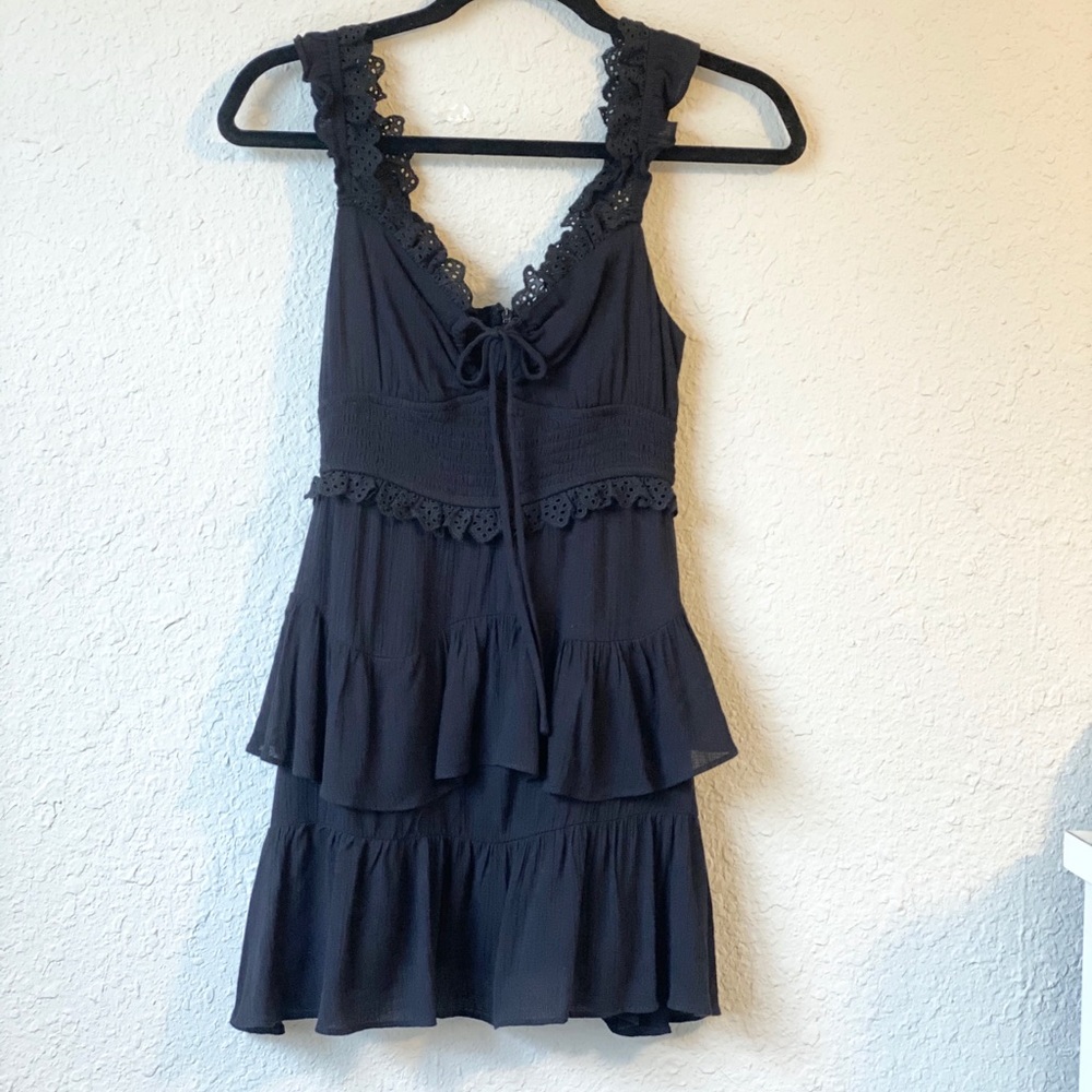 The Impeccable Pig Black Ruffle Sleeve Dress
